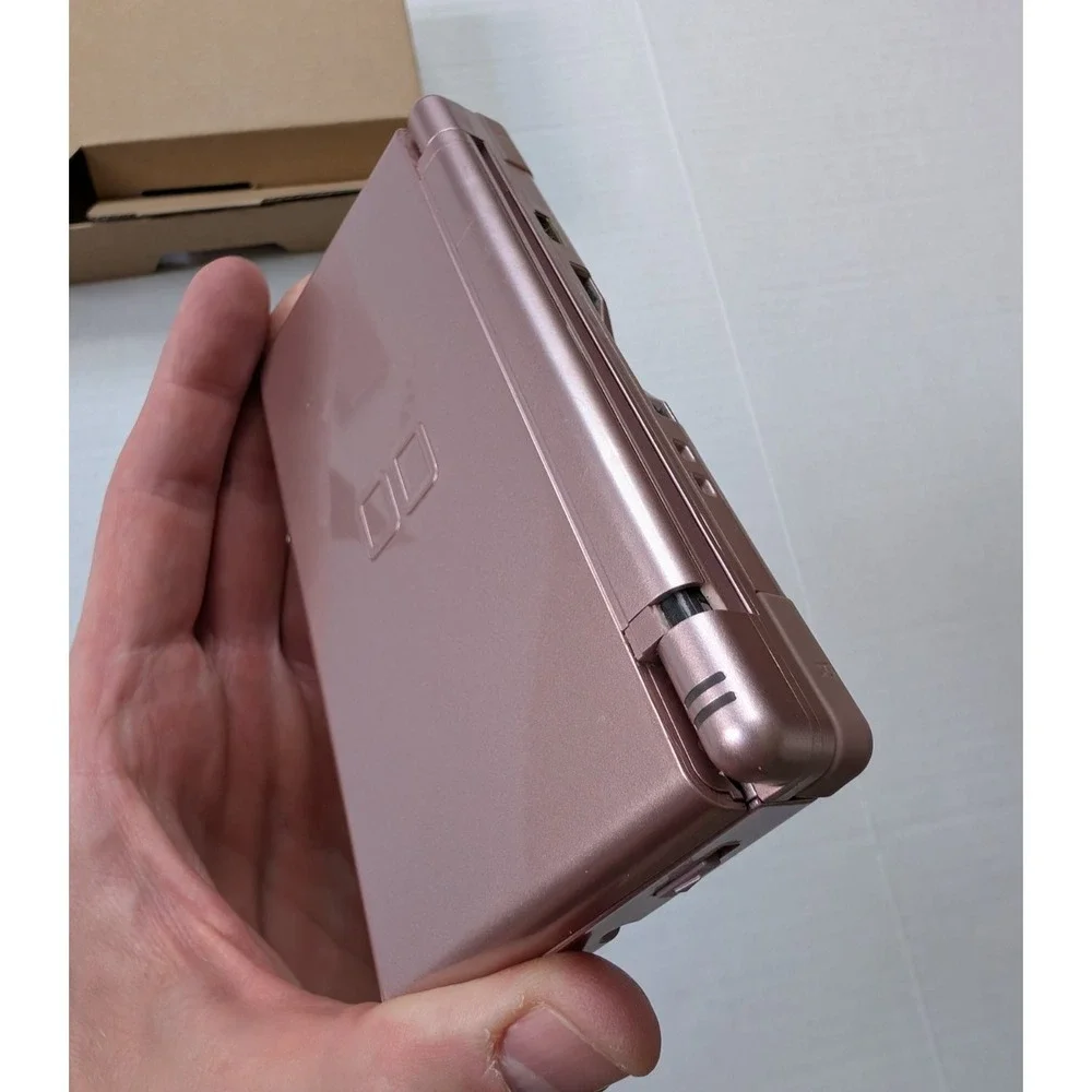 READ Nintendo DS Lite Rose Metallic Pink In Box Broken Hinge Tested Working